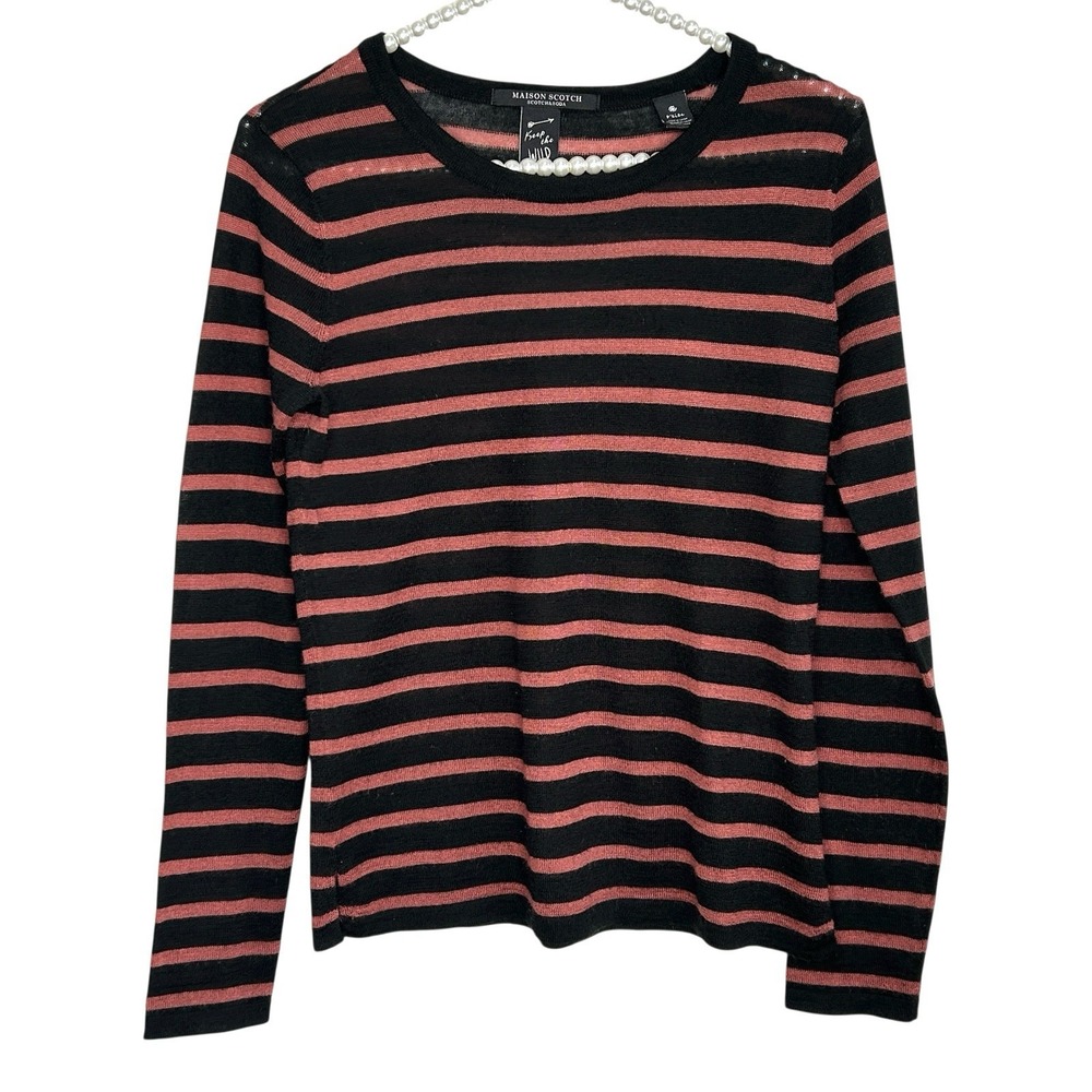 Scotch & Soda Crewneck Sweater Small Y2k Preppy Stripe Wool Blend Retro Grunge‎